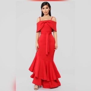 Off Shoulder Red Dress
